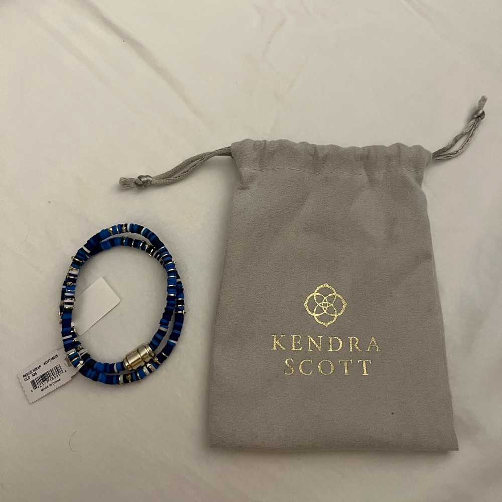 Kendra Scott Blue and Silver Beaded Wrap Bracelet